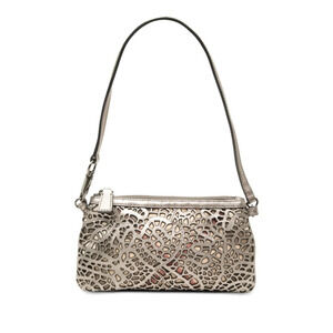 Burberry Nova Check Handbag One-Shoulder Bag Silver Leather Women's BURBERRY
